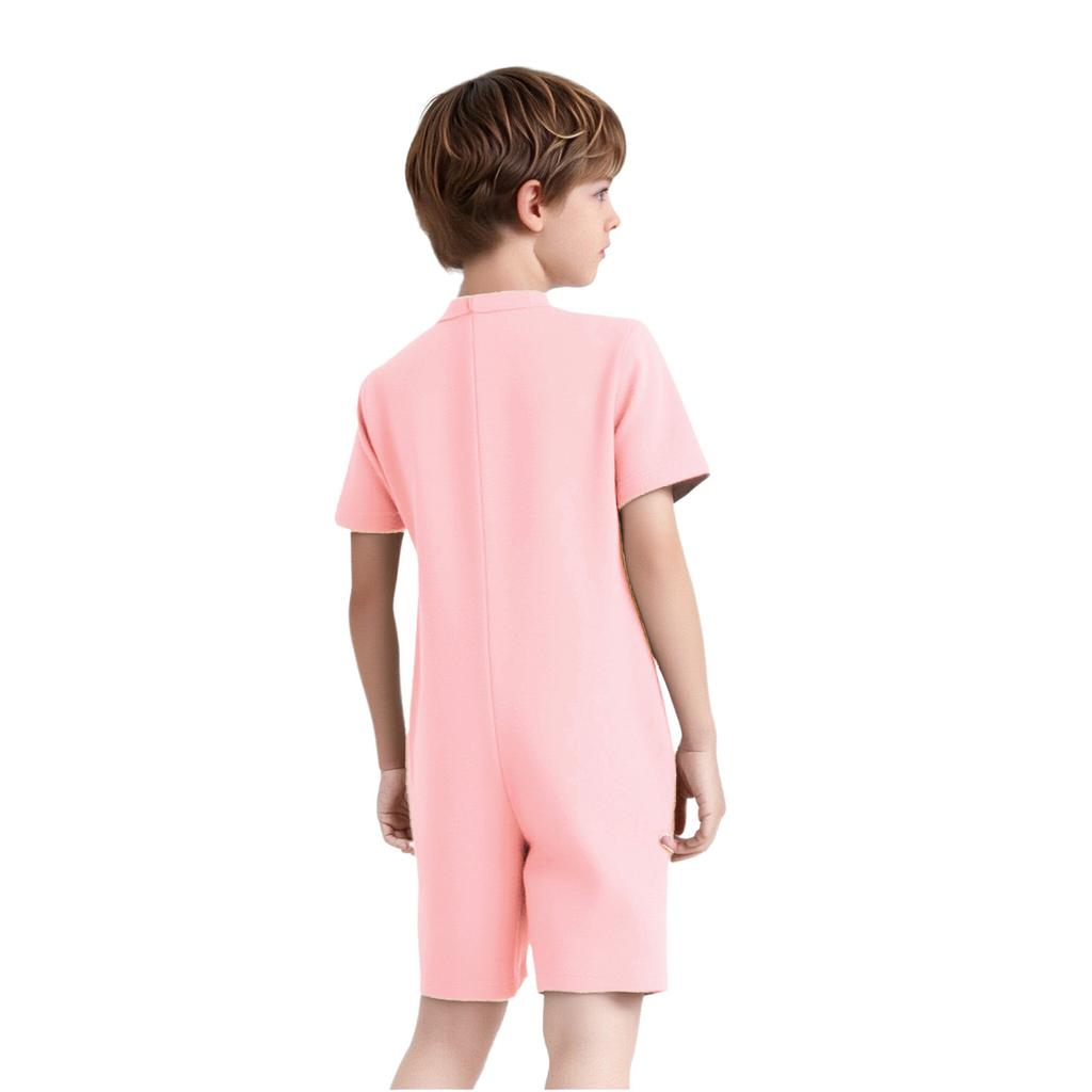 Easy Change Kids Jumpsuit Back Invisible Zipper & Button Hole Adaptive Clothing for Special Needs