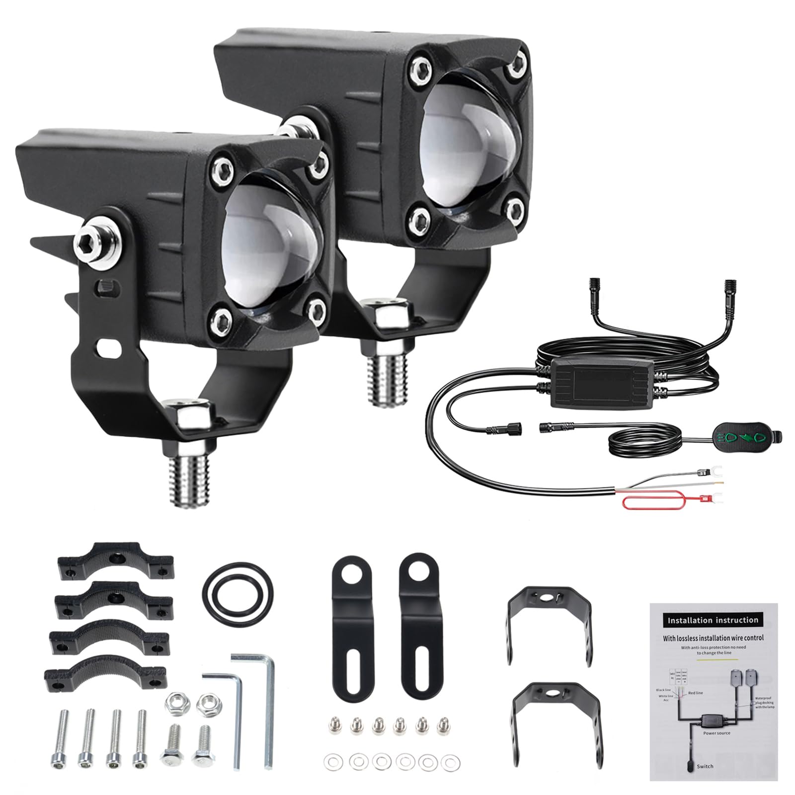 

Shkalacar Motorcycle Fog Lights, Motorcycle LED Driving Fog Lights 120W 18000LM 6 Lighting Modes чёрный