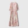 Rochie Jacquard din Mătase de Dud Vopsită Manual prin Tehnica Tie-Dye - Stil Chinezesc, Gât Rotund, Plachetă înclinată, Mâneci Midi cu Șapte Sferturi