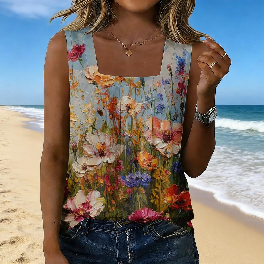 Women's Fashionable Casual Vintage Print Tank Top