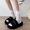 Internet celebrity thick bottom fluffy slippers women wear 2025 new autumn and winter fashion high sense versatile office cotton mop