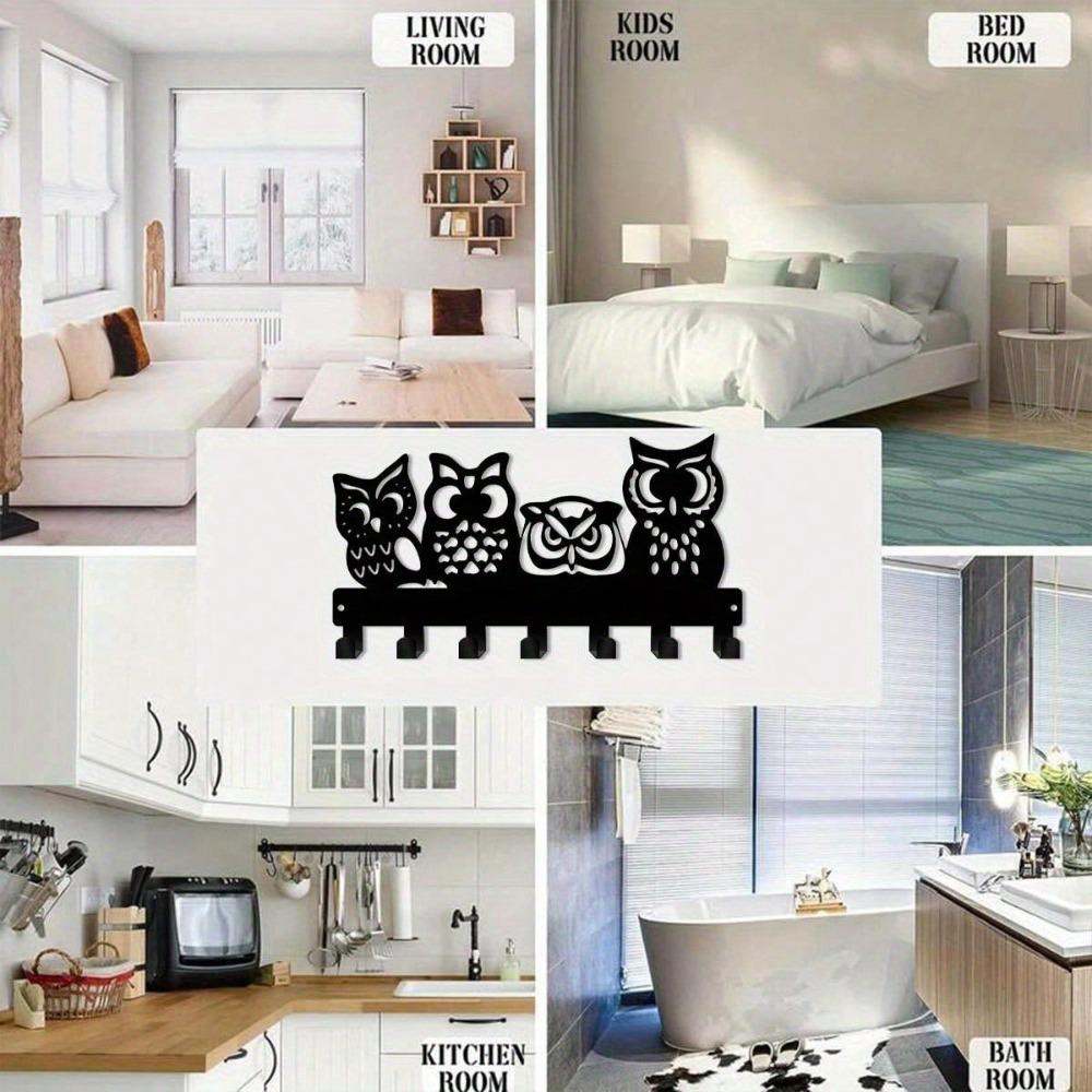 Owl Shaped Key Holder Wall Hook, 24.9cm Metal Coat Hat Hook for Hallway Office Kitchen Bathroom Indoor Decor