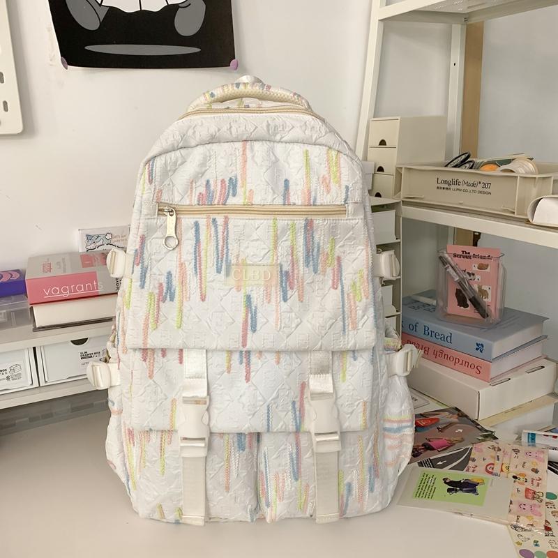 Student Skolväska Färgglada Broderier Dam Stor Kapacitet Ryggsäck