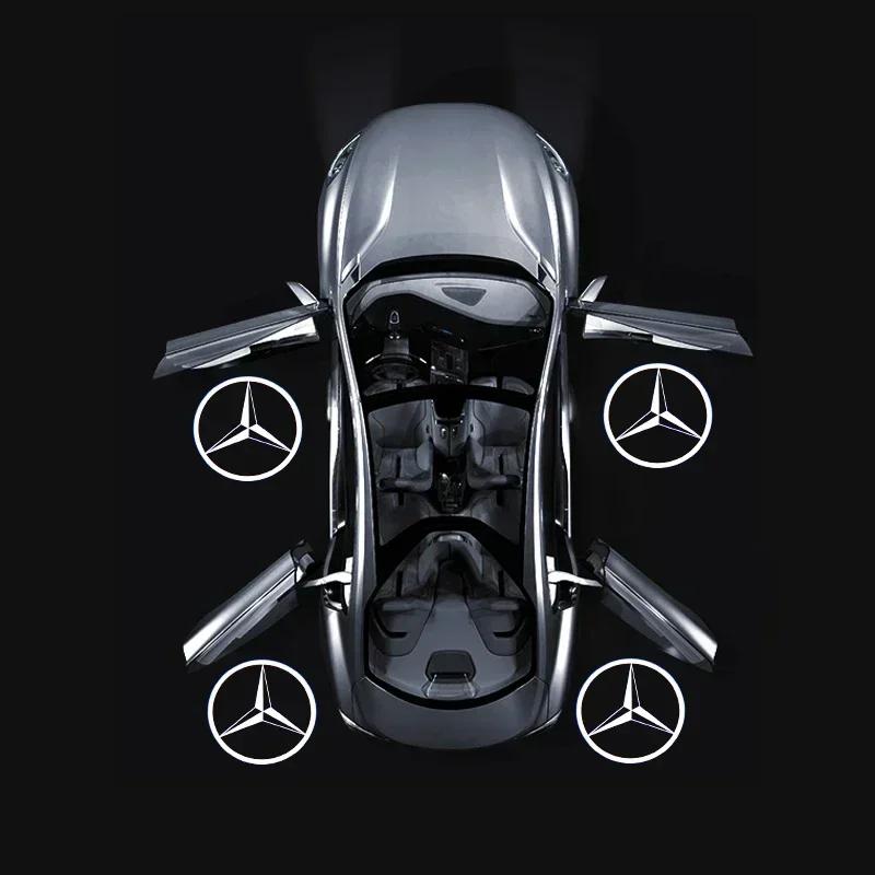 2 Stück Auto Tür Logo Projektoren LED Lampe Willkommensleuchten für Mercedes Benz X204 W168 W245 W215 W164 W209 R171 R172 W240 W210 W222