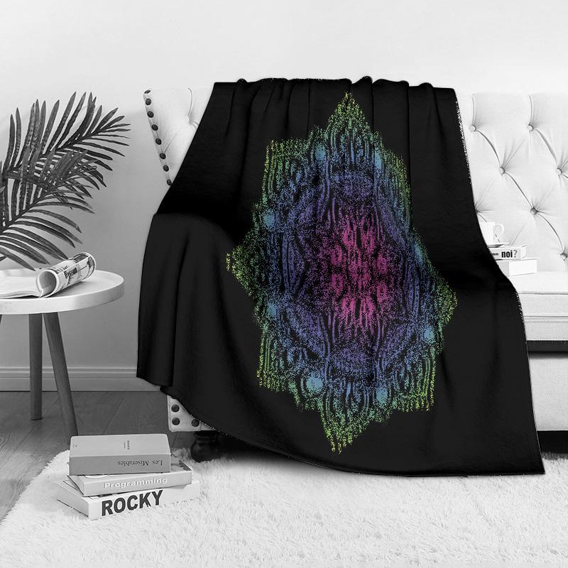 Psychedelic Colorful Mandala Throw Blanket Soft Fleece Bed Blanket for Sofa Couch Decoration Gift