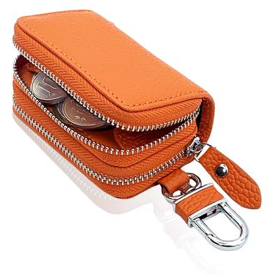 TOMOTHY Key Case, Coin Purse, Smart Key Case with Integrated Wallet, Leather, Women's and Men's, Orange