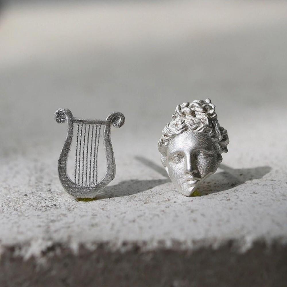 Retro Artistic Geometric Earrings Gothic Mask Asymmetrica Apollo Lyre Earrings Date Night
