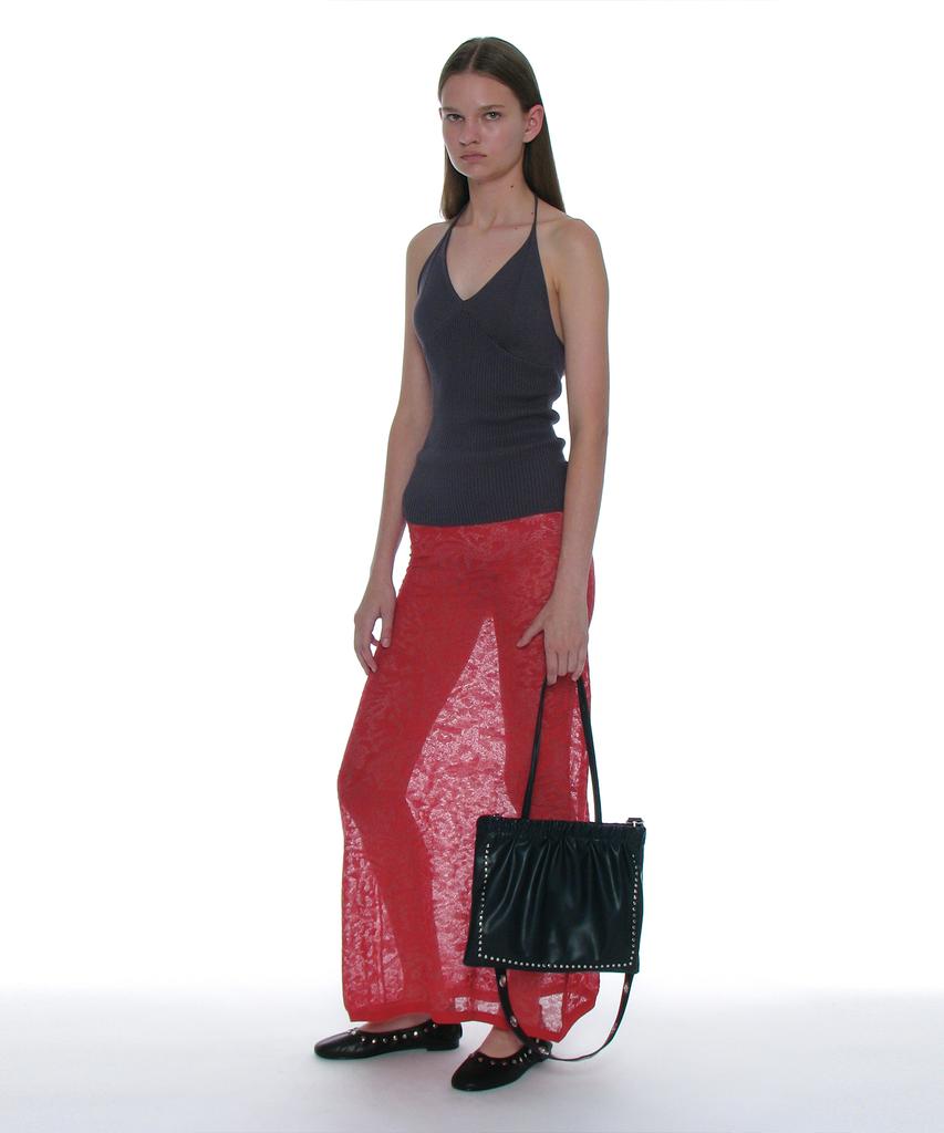 Partimento Women 2Way Studded Shirred Flat Bag_Navy
