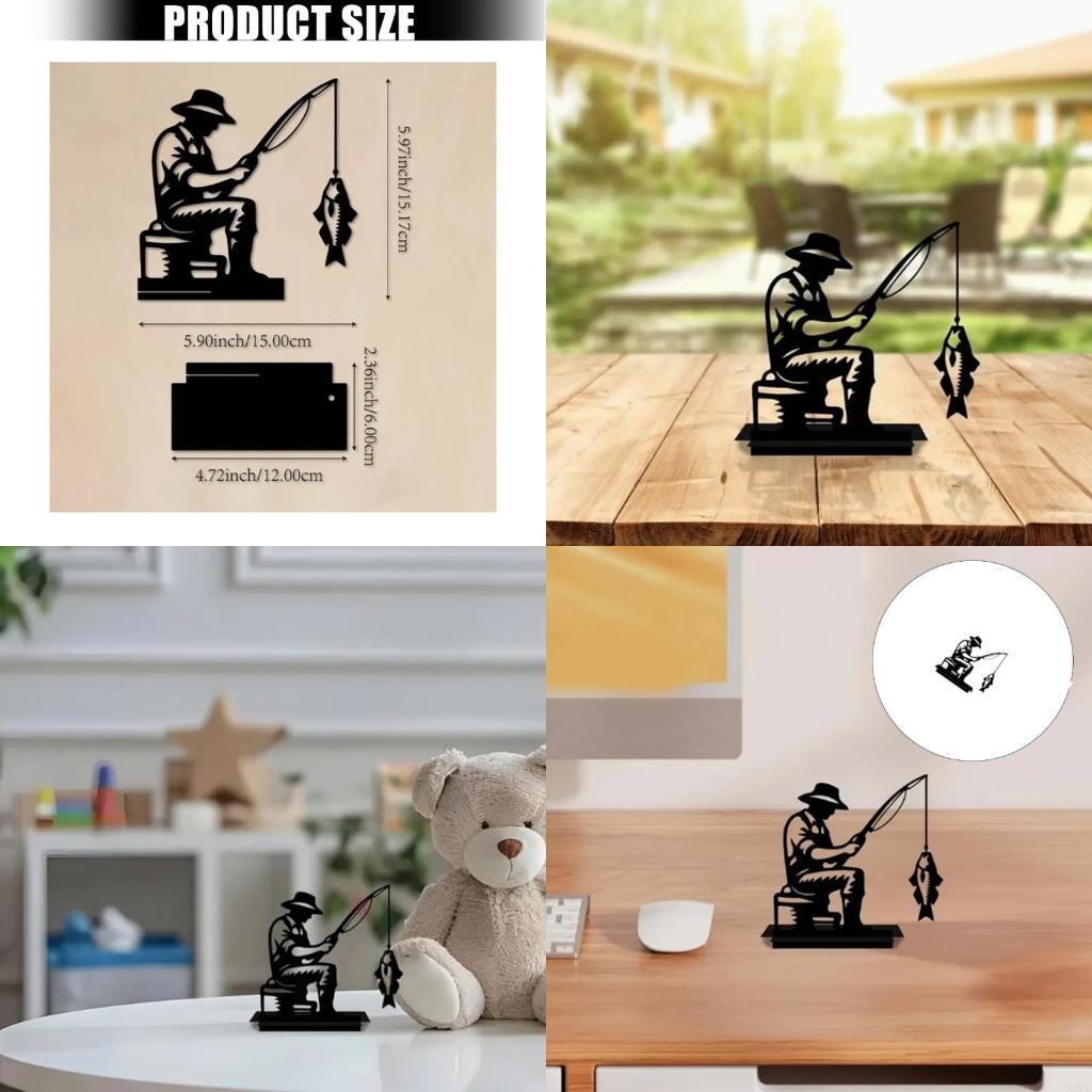 

Iron Angler Figurine Artistic Wild Fishing Metal Statues Indoor Outdoor Decoration Present For Fishing Collector X3UC CN