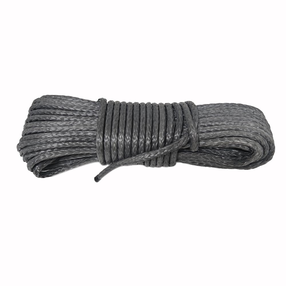 INTBUYING Winch Towing 6mm X Tensile Strength 4600kg Polymer for Electric Line and Trailer Winch Rope, Rope, 30m, (10,141lbs), Gray, Rope, Winch,