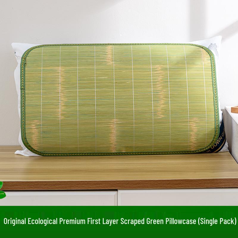 Free Shipping: Summer Bamboo Rattan Pillow Pair - Cool Green Ice Mat with Pillowcase