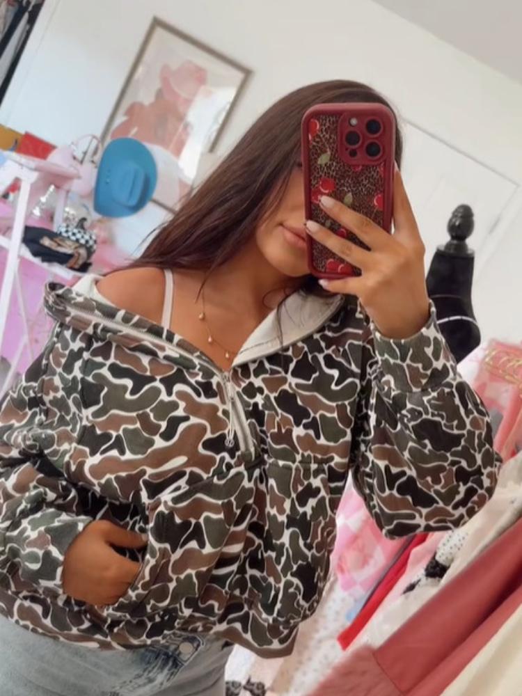 

Printed sweatshirt for autumn and winter hunting printed sweatshirt jacket XS кавовий