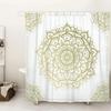 Bohemian 3D Shower Curtain, Indian Mandala Flower Green Blue Chic Color Modern Pattern Bathroom Fabric Home Decor Shower Curtain