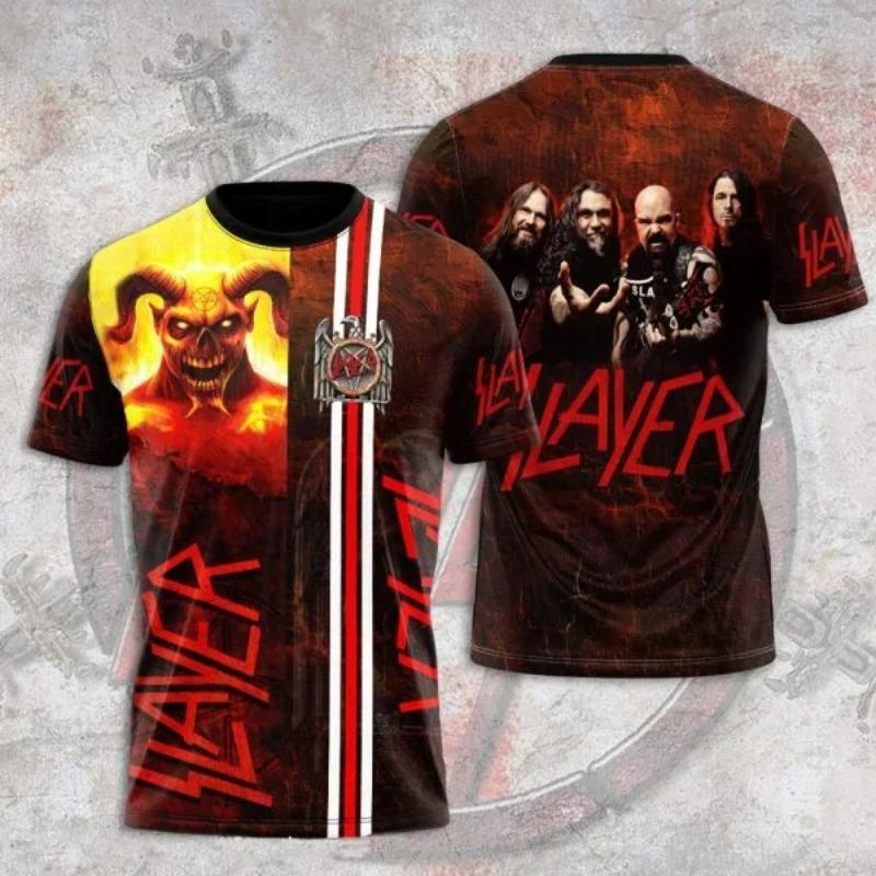 T-shirt alla moda da uomo Rock Band Slayer Stampa 3D T-shirt Uomo Donna Hip Hop Manica Corta Maglietta Oversize Streetwear Top Abbigliamento