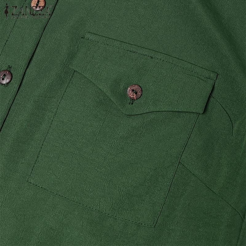 ZANZEA Women Turn Down Collar Solid Color Summer Sleeveless Dress