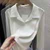 Women's Long-Sleeve Ribbed T-Shirt Autumn Winter Slim-Fit Polo Collar Base Shirt Knitted Pullover Top