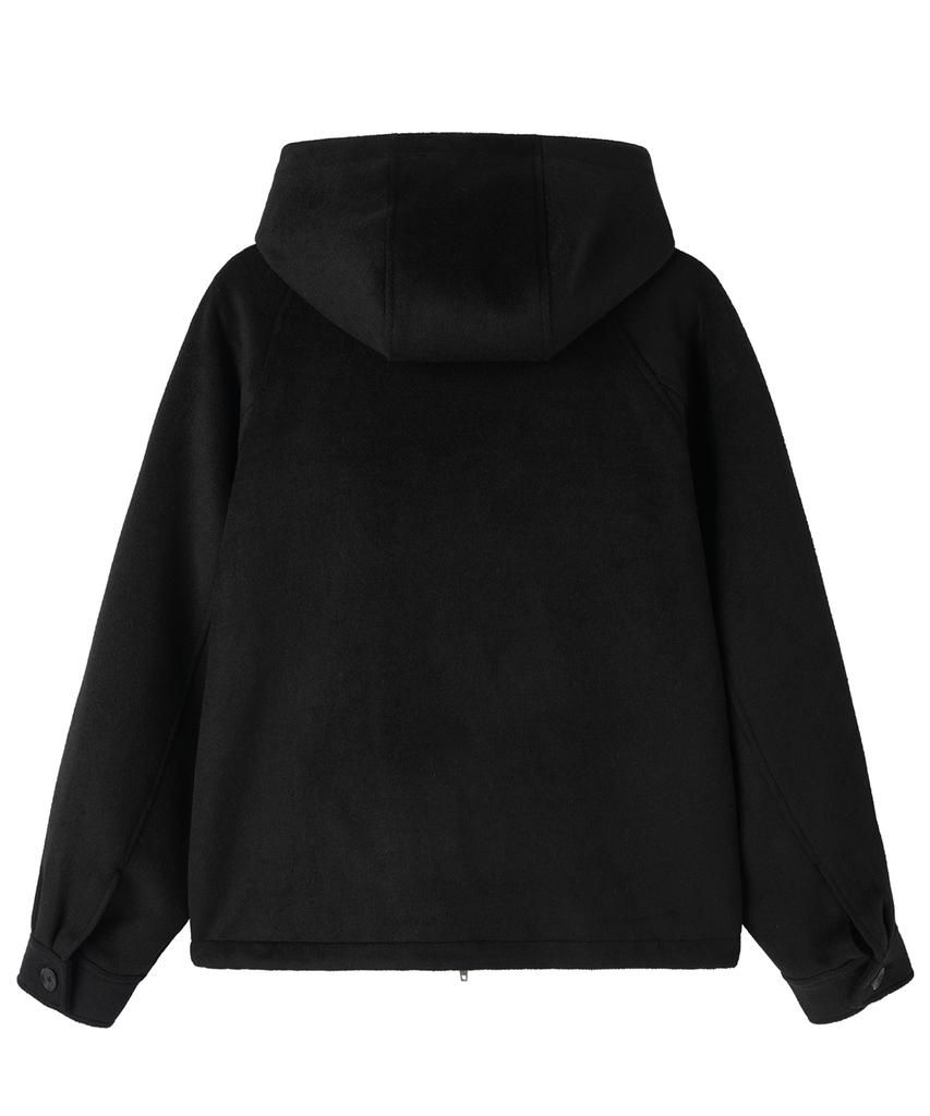 OPENYARD(OY) Hooded Toggle Short Coat - Black