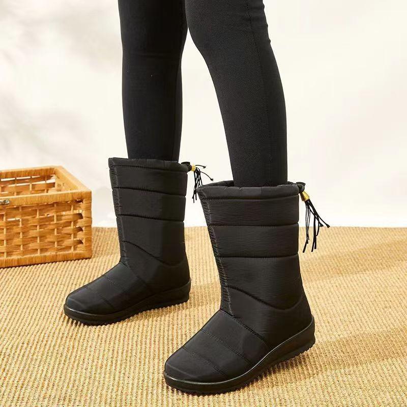 Women's Snow Boots Tassel Cotton Shoes Plush Down Warm Winter Shoes Lightweight Mid-Calf Boots Waterproof Soft Sole Women Boots