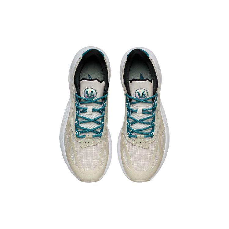 Li Ning V8 Sports Shock Absorbing Durable Low Top Running Shoes Men Sneakers Gray White ARHR039-3