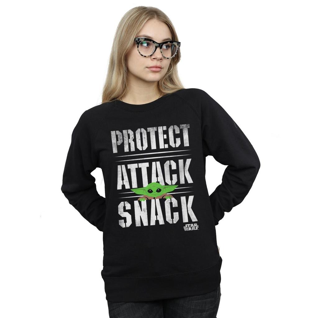 Star Wars Womens/Ladies The Mandalorian Protect Attack Snack Sweatshirt