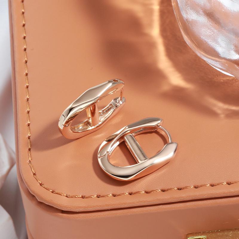 Fashion Glossy Dangle Earrings  Rose Gold Color Simple Geometry Earrings For Women High Quality Daily Fine Jewelry