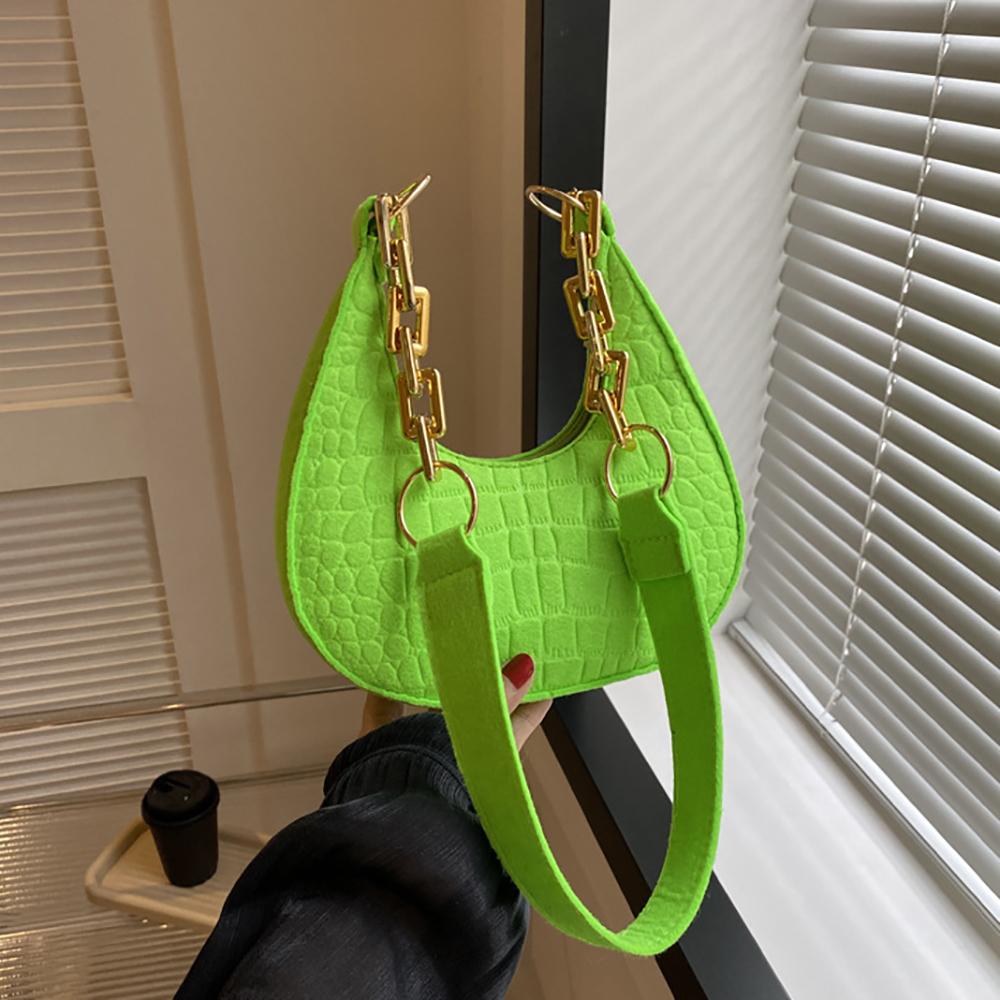 Fashi Felt Cloth Pattern Shoulder Bags For Women Small Handle Underarm Bag Clutch Luxury Solid Color Female Handbag With Purse