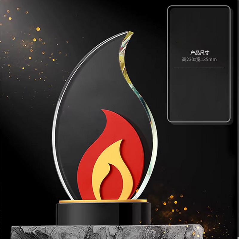 Customized Creative Metal Crystal Trophy, Honor Leaf Medal, Premium Company, Excellent Employee Souvenir, Home Decoration, 1Pc