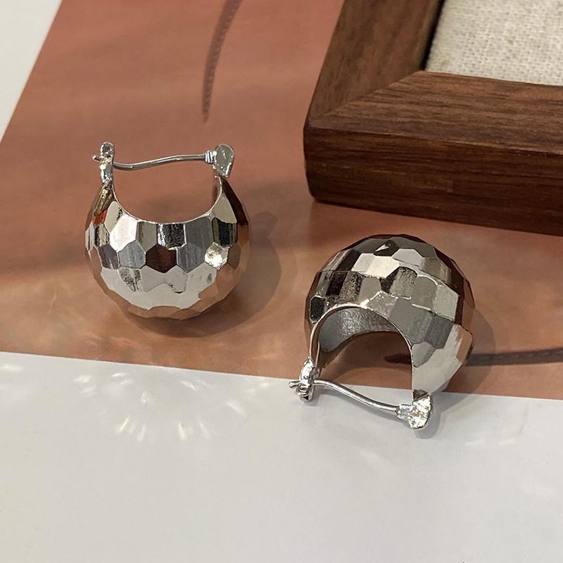 

PONYKISS Срібло 925 проби Золото 18K Неправильна Кулькова Сережка-Обруч для Жінок Мінімалістичні Тонкі Модні Геометричні Аксесуари