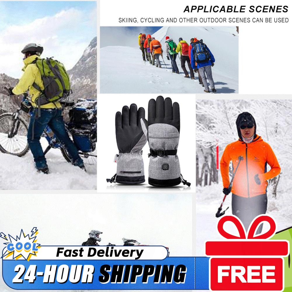 Smart Heated Gloves Winter Waterproof Electric Heating Gloves for Motorcycle Riding Outdoor Sports & Skiing (Gloves+Battery Box)