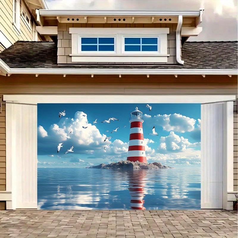 1 piece, 2D flat banner featuring a lighthouse and seagull background, suitable for decorating various occasions, wsj