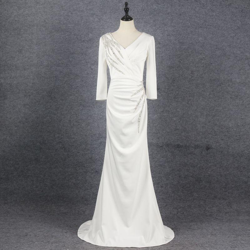 

Элегантное сценическое вечернее платье с узкой талией, облегающими бедрами и юбкой «рыбий хвост» White S