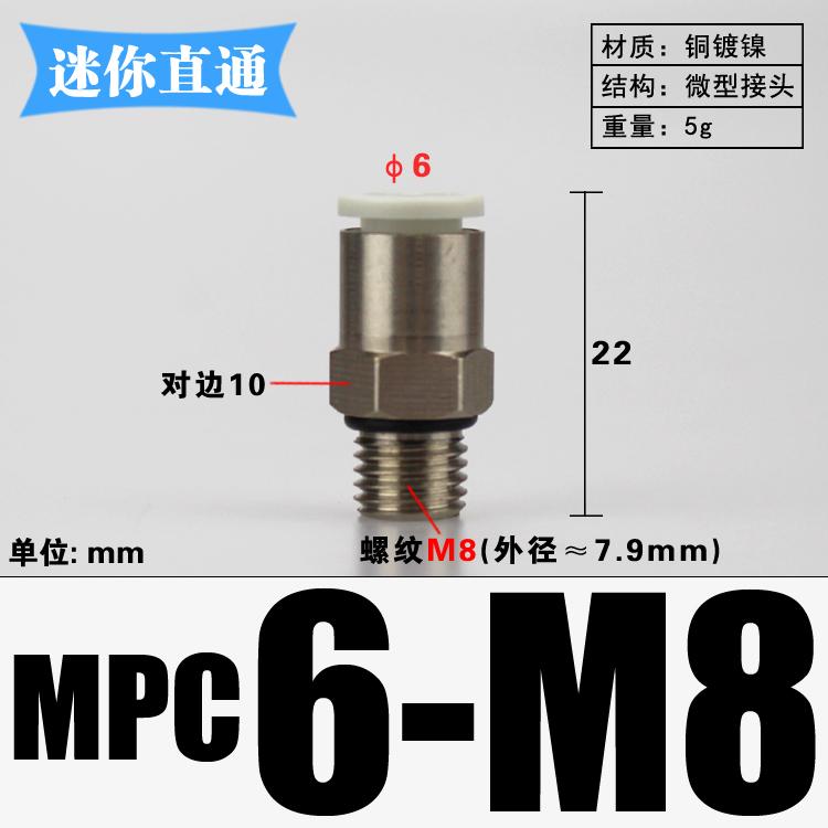 Mini PC M3 M4 M5 M6 x 3 4 6mm Tube Ncikel Plated Brass Pneumatic Air Fittings Push In Connector For Air Compressor Cylinder