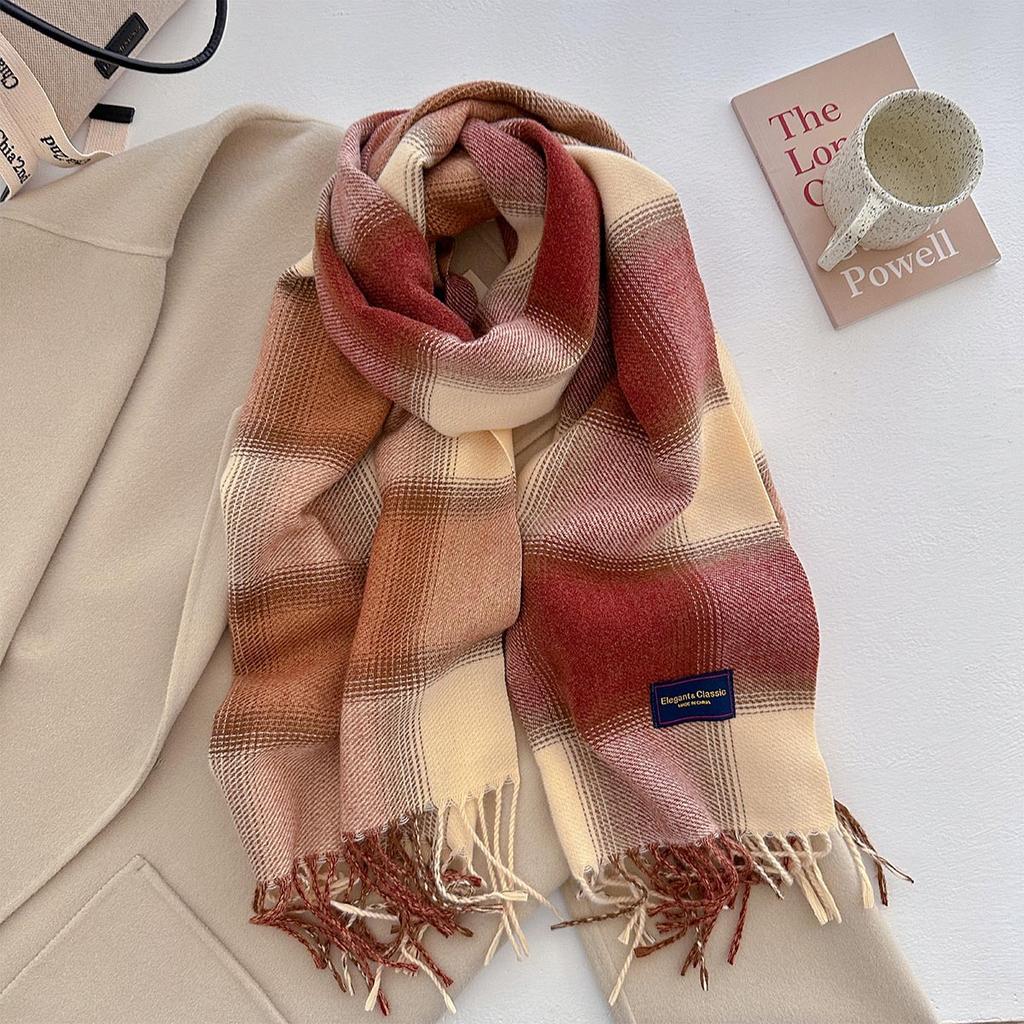 100 Color Autumn Winter Classic Plaid Scarf Women Cashmere Tassels Scarves Thickened Warm Shawl Windproof Pashmina Neckerchief
