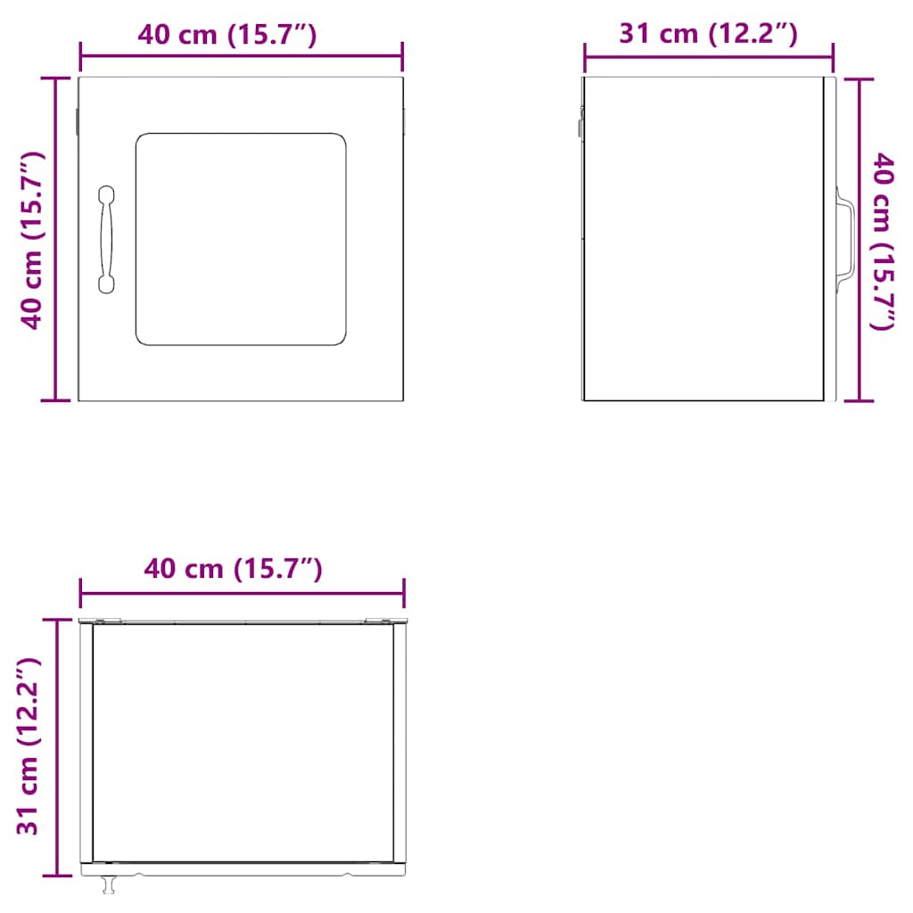 Lucca Wall Mounted Glass Cabinet High Gloss White 40 X 31 X 40 Cm