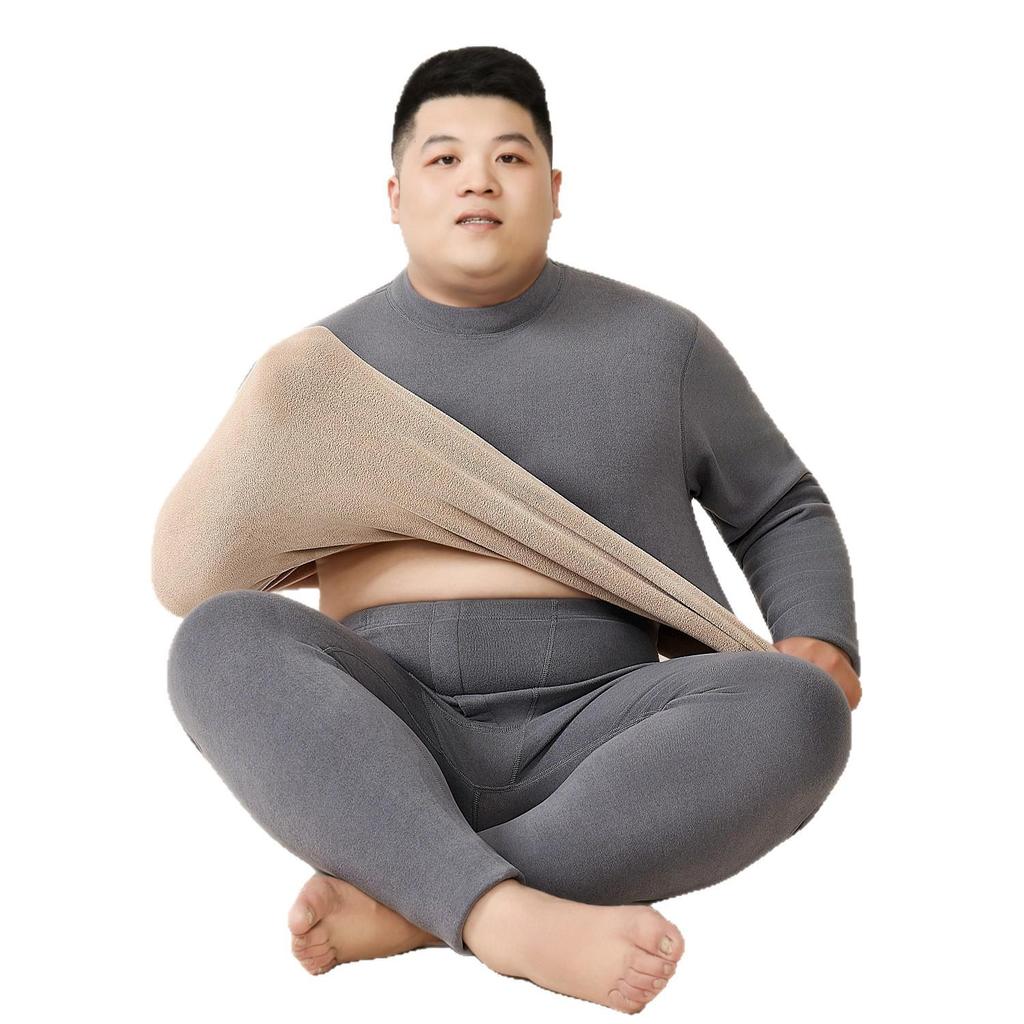 Herren Übergröße Extra Warmes Fleecegefüttertes Unterwäscheset für Herbst und Winter