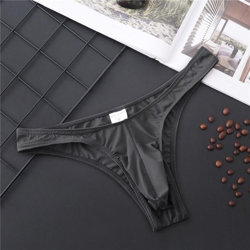 Penis Pouch Briefs Men Sexy Underwear Ice Silk Semi-Transparent Underpants Bulge Bag Panties Male See Through Bikini Trunks