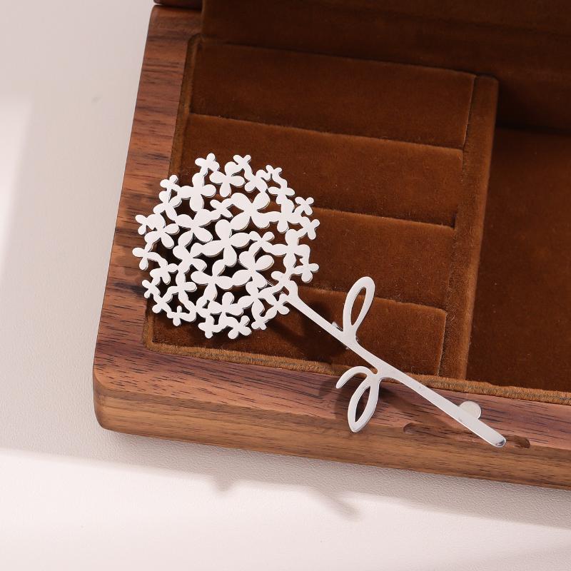 Trendige Edelstahl-Pusteblumen-Broschen für Damen Pflanzen-Anstecker Lässige Party-Accessoires Luxusgeschenke Freunde
