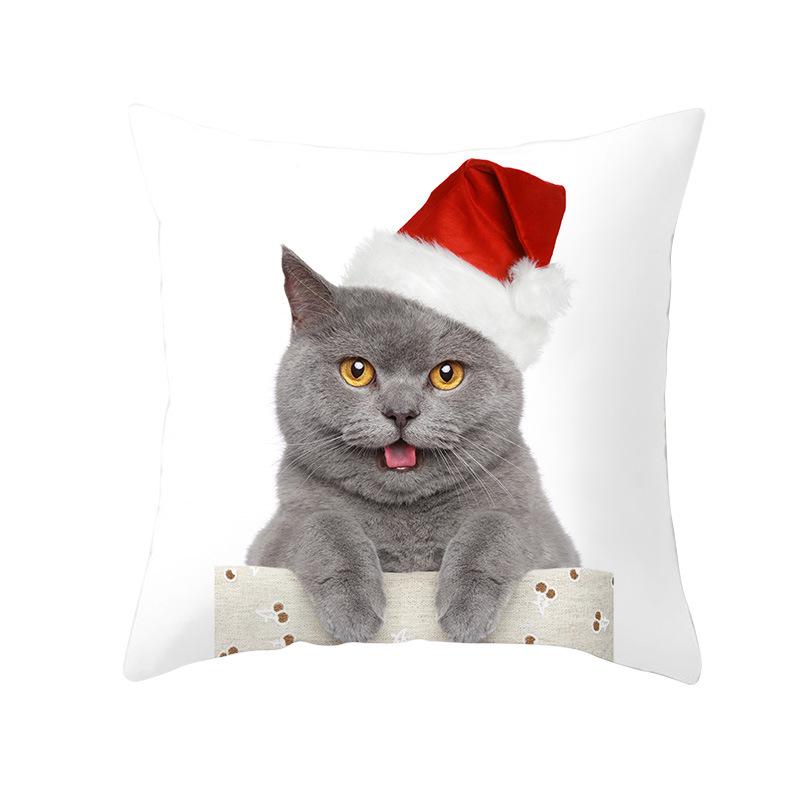 Pet Print Christmas Peach Skin Pillow Cover Bedside Cushion Cover Sofa Cushion Cover