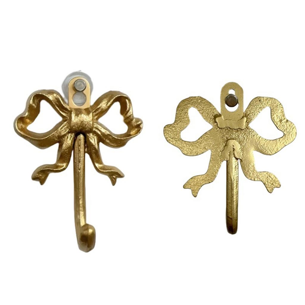 2Pcs Vintage Iron Bowknot Hook Metal Decorative Wall Hook Rustproof Bathroom Hanger for Towel Coat Key Organizer