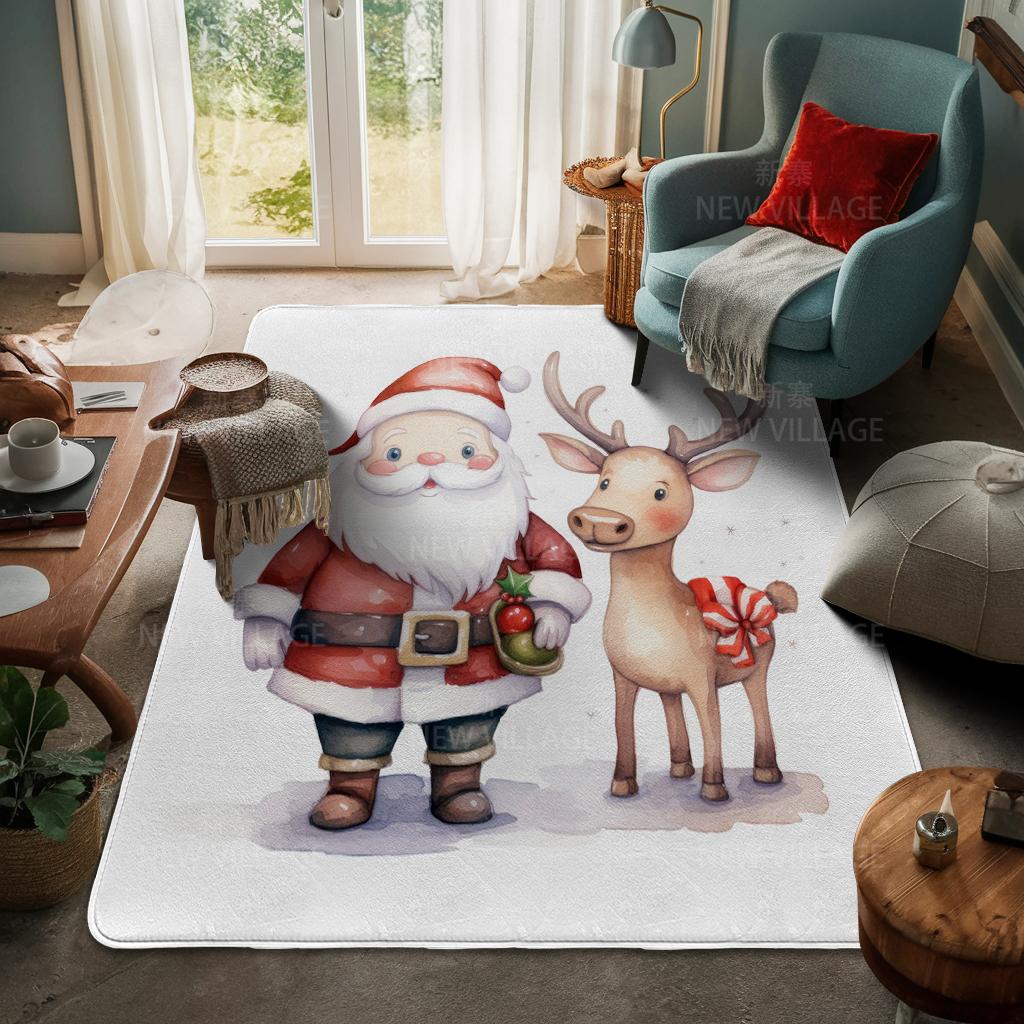 House Entrance Carpet Home Door Mat Living Room Bath Foot Bathroom Non-slip Water Absorption Rugs Bath Merry Christmas Winter