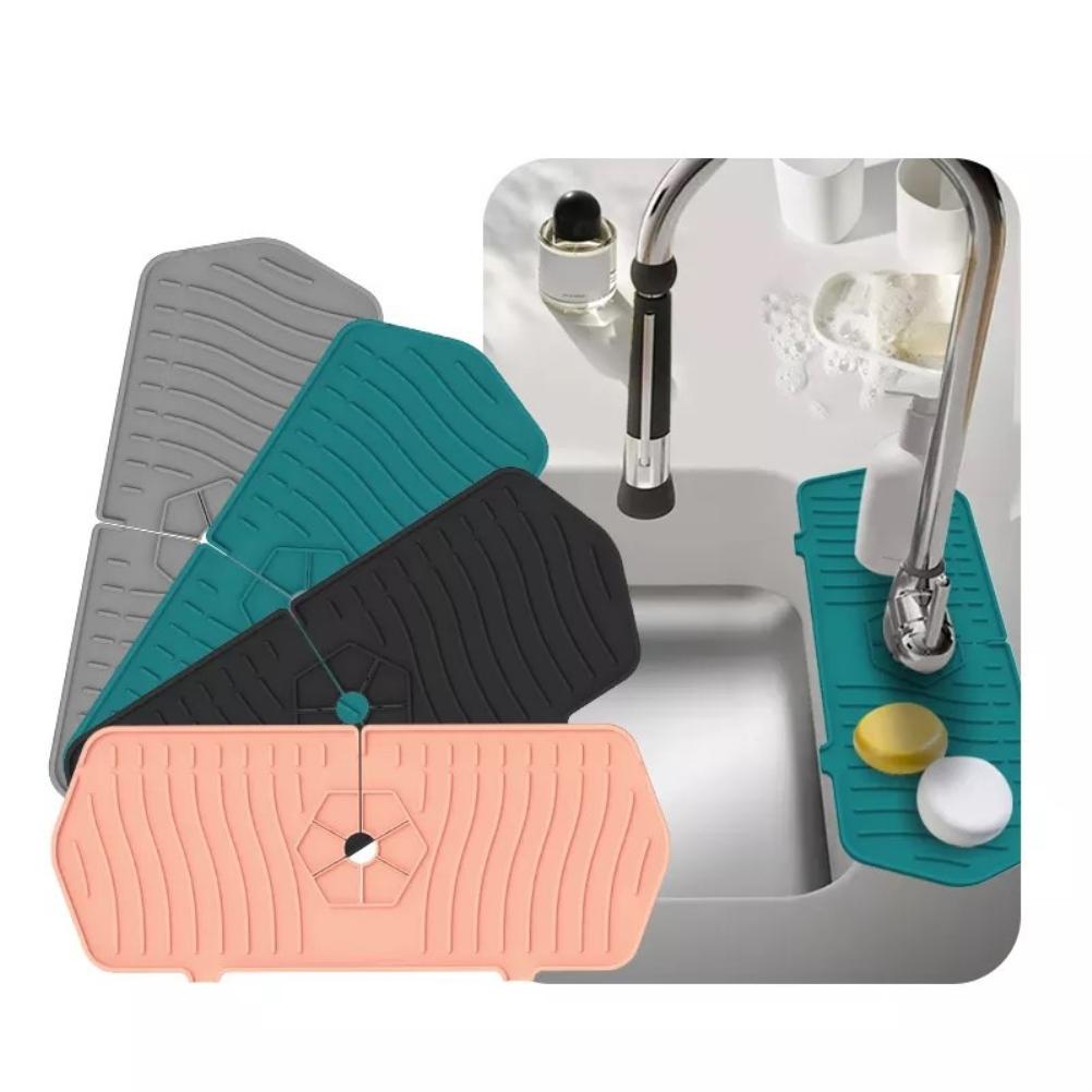 Kitchen Faucet Sink Splash Guard Silicone Faucet Water Catcher Mat Sink Draining Pad Behind Faucet