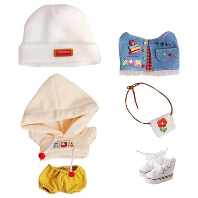 Niannyyhouse 20cm Plush Toy with Clothes, Stretch Hat, Hoodie, Shorts, Vest, Backpack, Shoes, Cotton Doll Accessories (20cm)