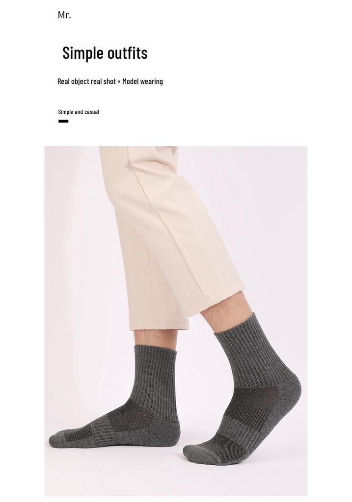 Herren Dicke Baumwoll-Sportsocken - Atmungsaktiv, Schweißabsorbierend, Basketball- und Laufsocken