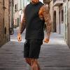 2 Buc/Set Costum Sport Bărbați Gât Rotund Maiouri Fără Mâneci Talie Elastică cu Șnur Pantaloni Scurți Sport