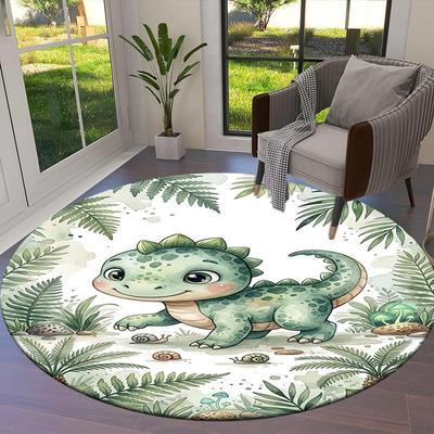 1PC Dinosaur Snail Non-Slip Floor Round Carpet, Office, Family, Bedroom, Large Area Rug Indoor Rugs, Vibrant Colors-Z0492