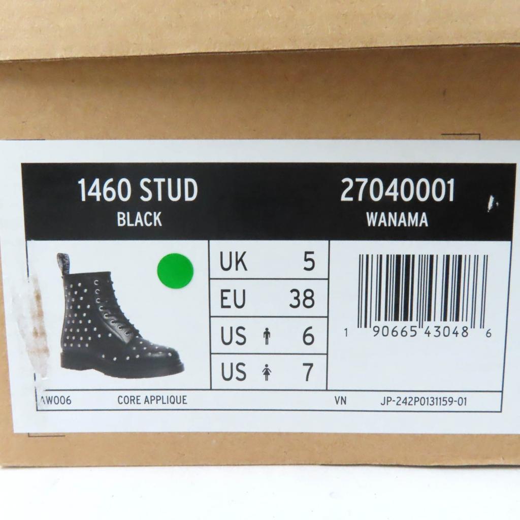Pristine Dr.Martens short boots 1460 STUD 8-hole Black Silver leather 27040001 Used