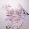 Japanese embroidered thin girl bra set, sweet flower lace underwear bra, large cup size.