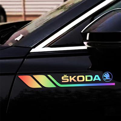 AAAJH1 2 Pack Car Stickers Body Stickers Reflective Trim for Octavia Superb Rapid Kodiaya Kroya Fabia Kamia Yeti Scala Citigo VRS