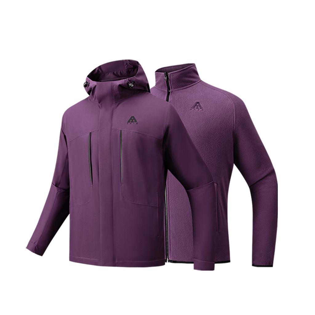 Anta Water Shell Earth Shell Outdoors Series 3-In-1 Jacket Hiking Climbing Suit Waterproof Windproof Jacket Men Jacket 952546601-6