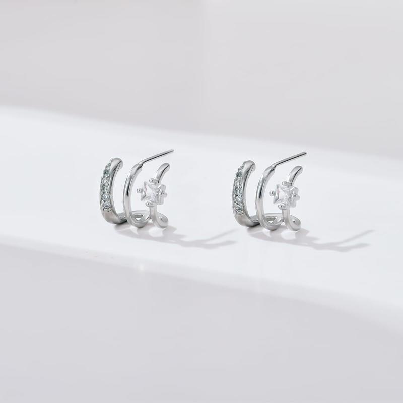 Trendy CZ Claw-Shape Stud Earrings for Women Minimalist Versatile Ear Piercing Accessories Fashion Dating Jewelry Wholesale